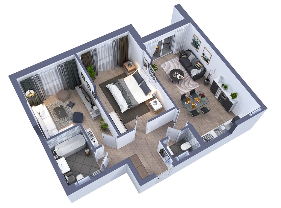 Планування 2-кімнатної квартири в ЖК Greenville на Печерську 70.7 м², фото 242477 Планування 2-кімнатної квартири в ЖК Greenville на Печерську 70.7 м², фото 242477