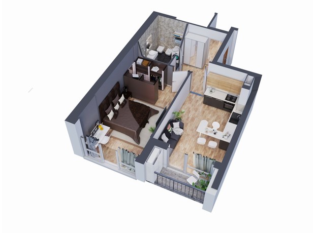ЖК Greenville на Печерске: планировка 1-комнатной квартиры 51.5 м²