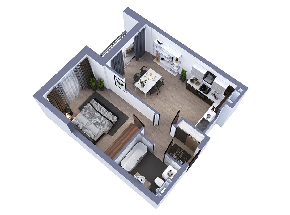Планування 1-кімнатної квартири в ЖК Greenville на Печерську 47 м², фото 242526 Планування 1-кімнатної квартири в ЖК Greenville на Печерську 47 м², фото 242526
