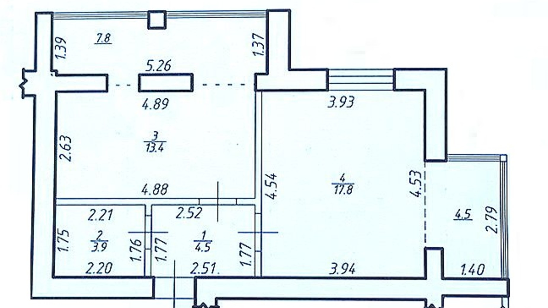 Планировка 1-комнатной квартиры в КД по ул. Мира 58 51.5 м², фото 242568