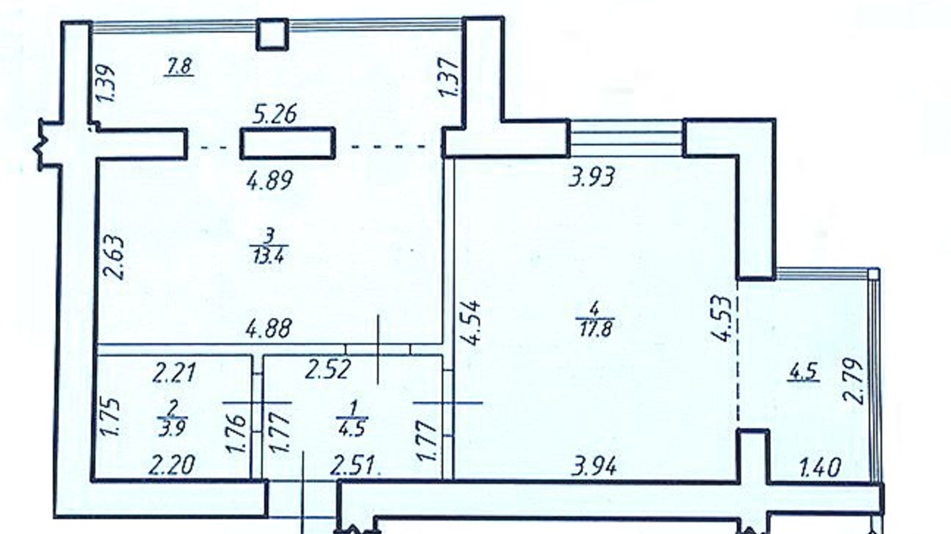 Планировка 1-комнатной квартиры в КД по ул. Мира 58 51.9 м², фото 242570