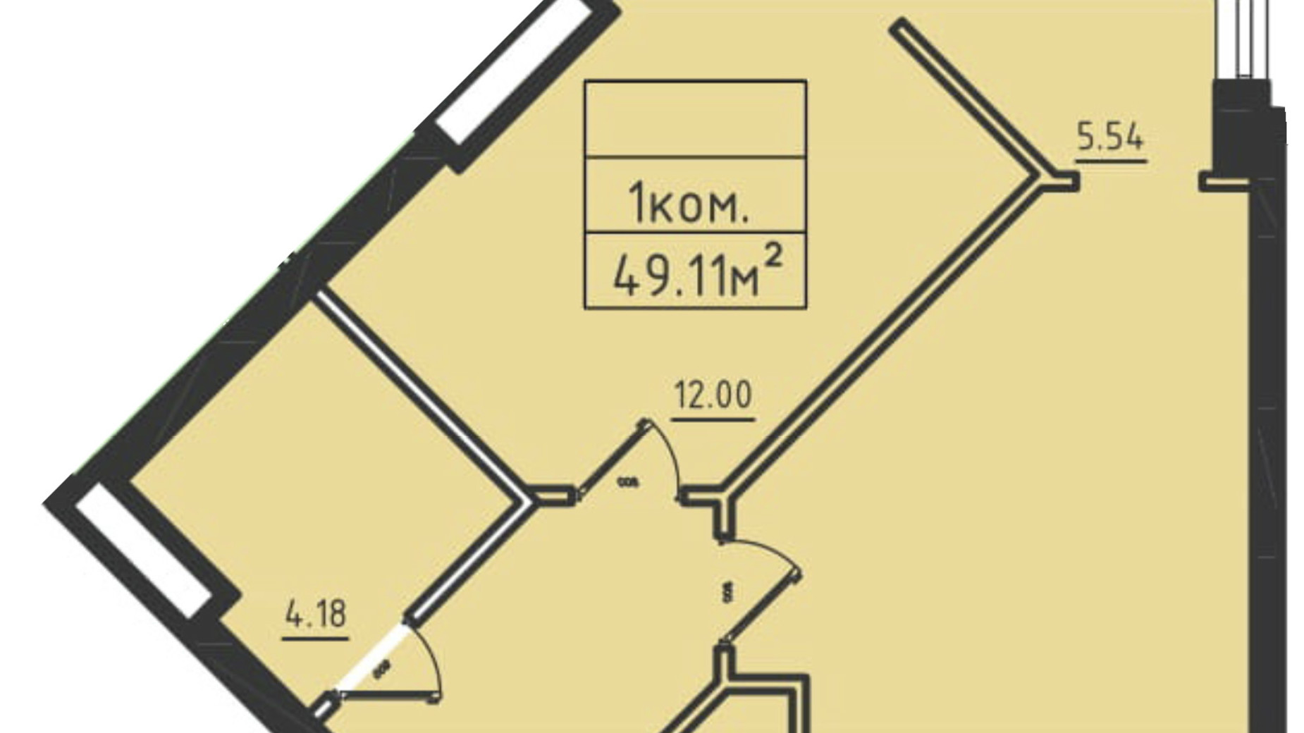 Планировка 1-комнатной квартиры в ЖК Avinion 50.1 м², фото 243034