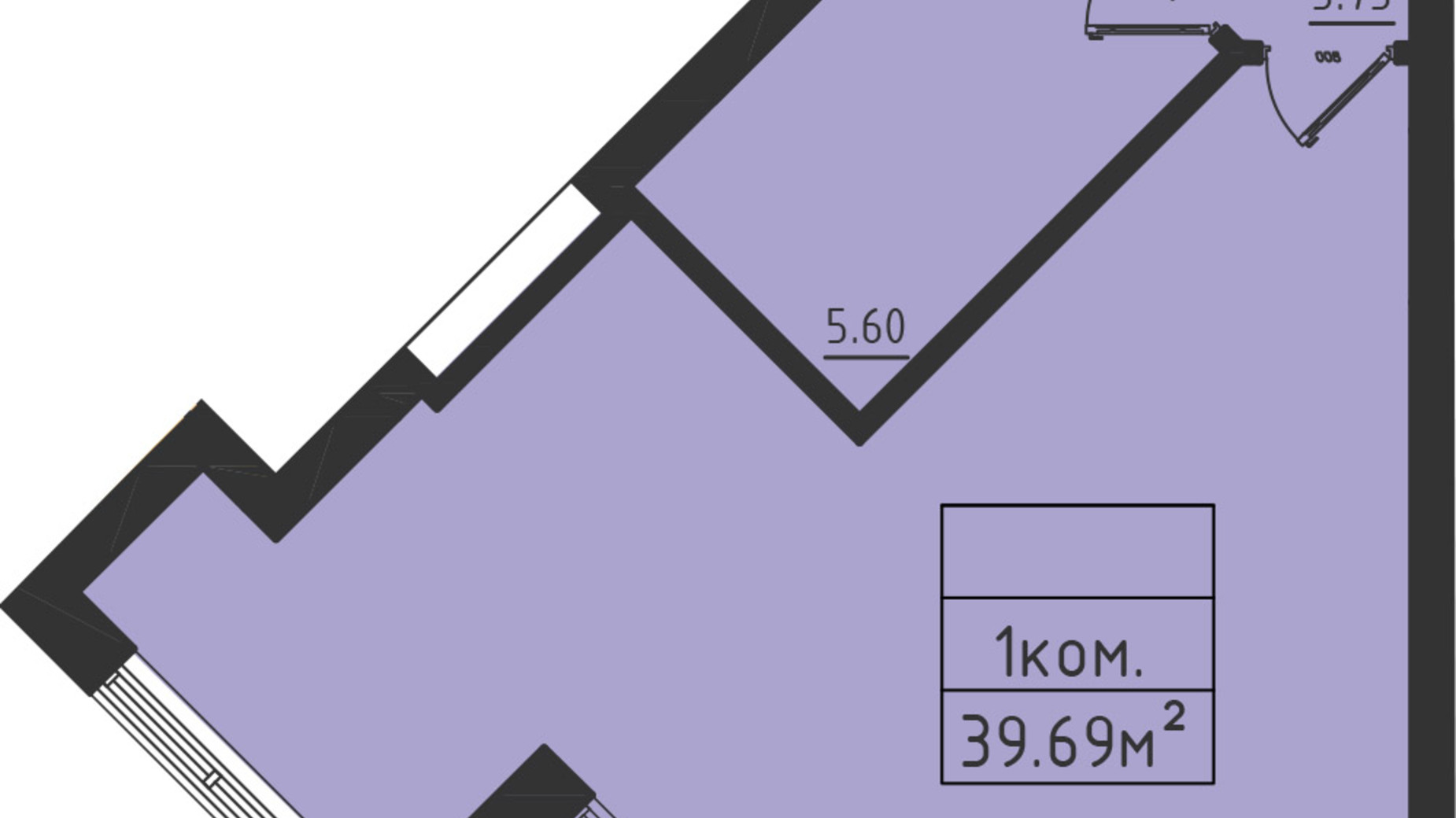 Планування 1-кімнатної квартири в ЖК Avinion 97 м², фото 243043