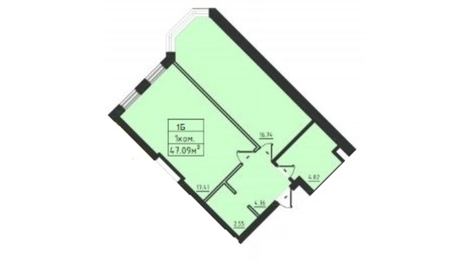 Планировка 1-комнатной квартиры в ЖК Avinion 47.6 м², фото 243053