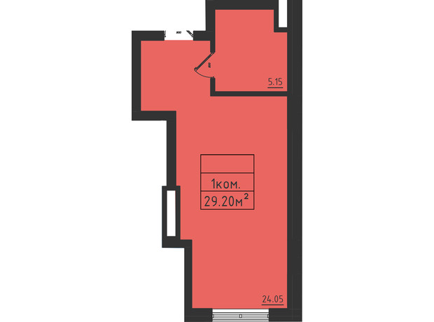 ЖК Avinion: планировка 1-комнатной квартиры 29.2 м²