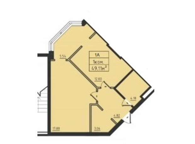 ЖК Avinion: планировка 1-комнатной квартиры 50.1 м²