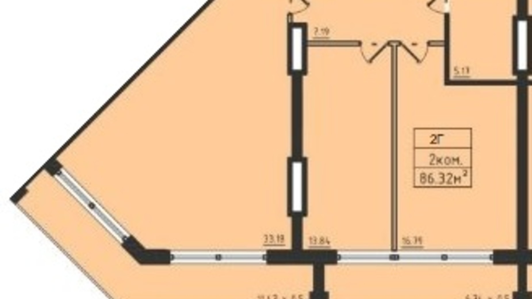 Планування 2-кімнатної квартири в ЖК Avinion 86.3 м², фото 243078