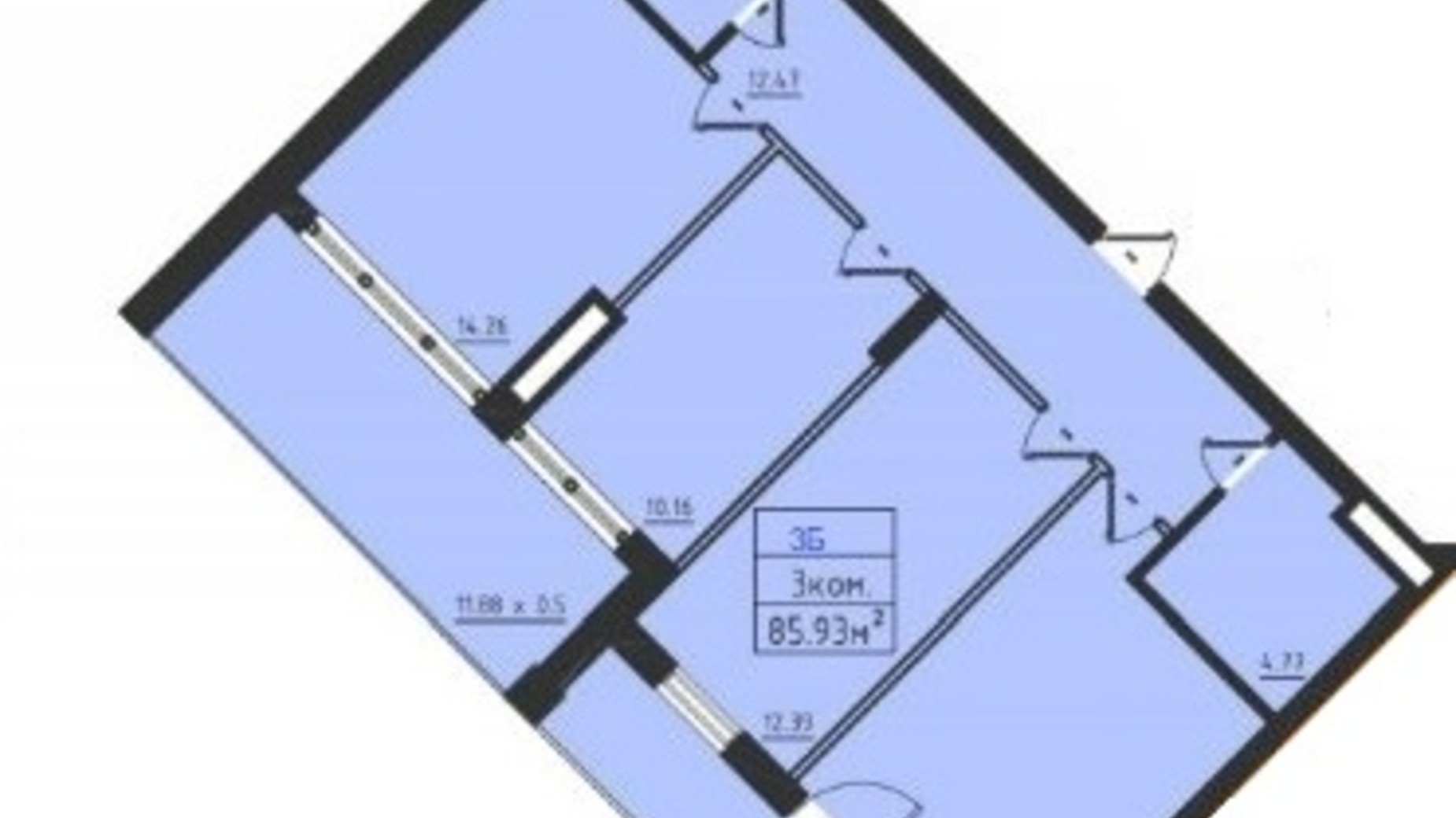 Планування 3-кімнатної квартири в ЖК Avinion 85.9 м², фото 243085