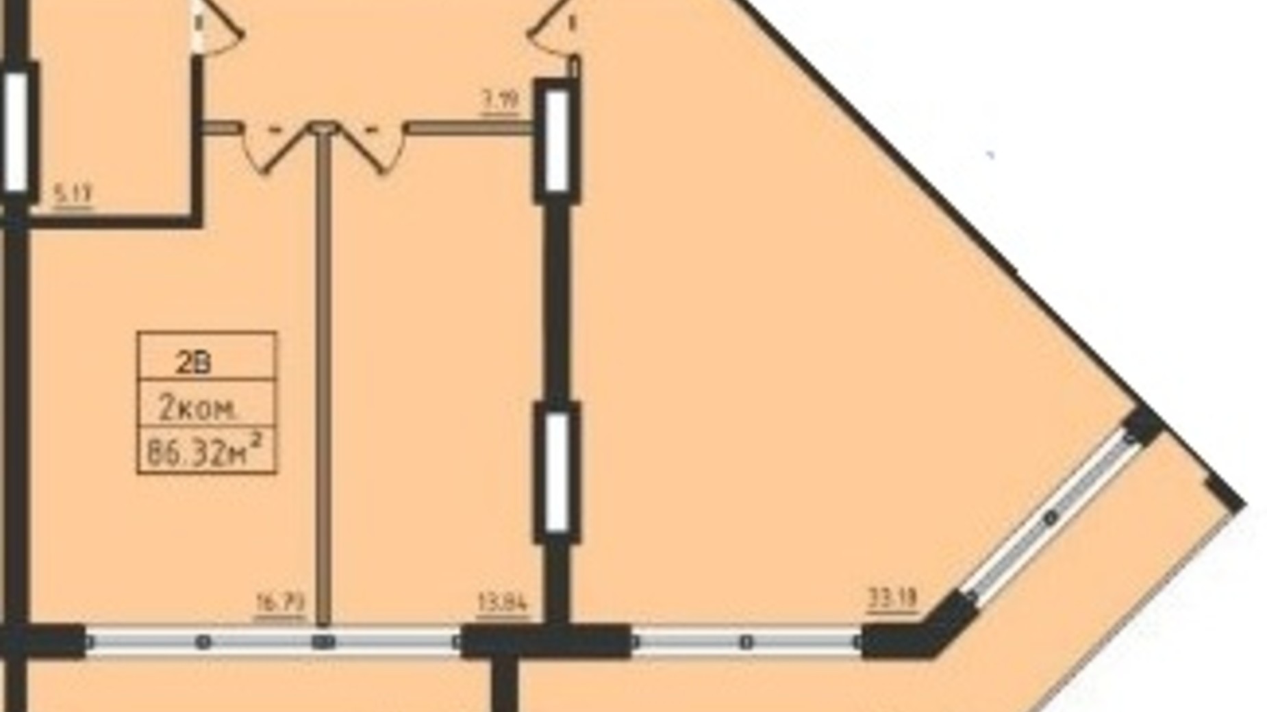 Планировка 2-комнатной квартиры в ЖК Avinion 86.3 м², фото 243086