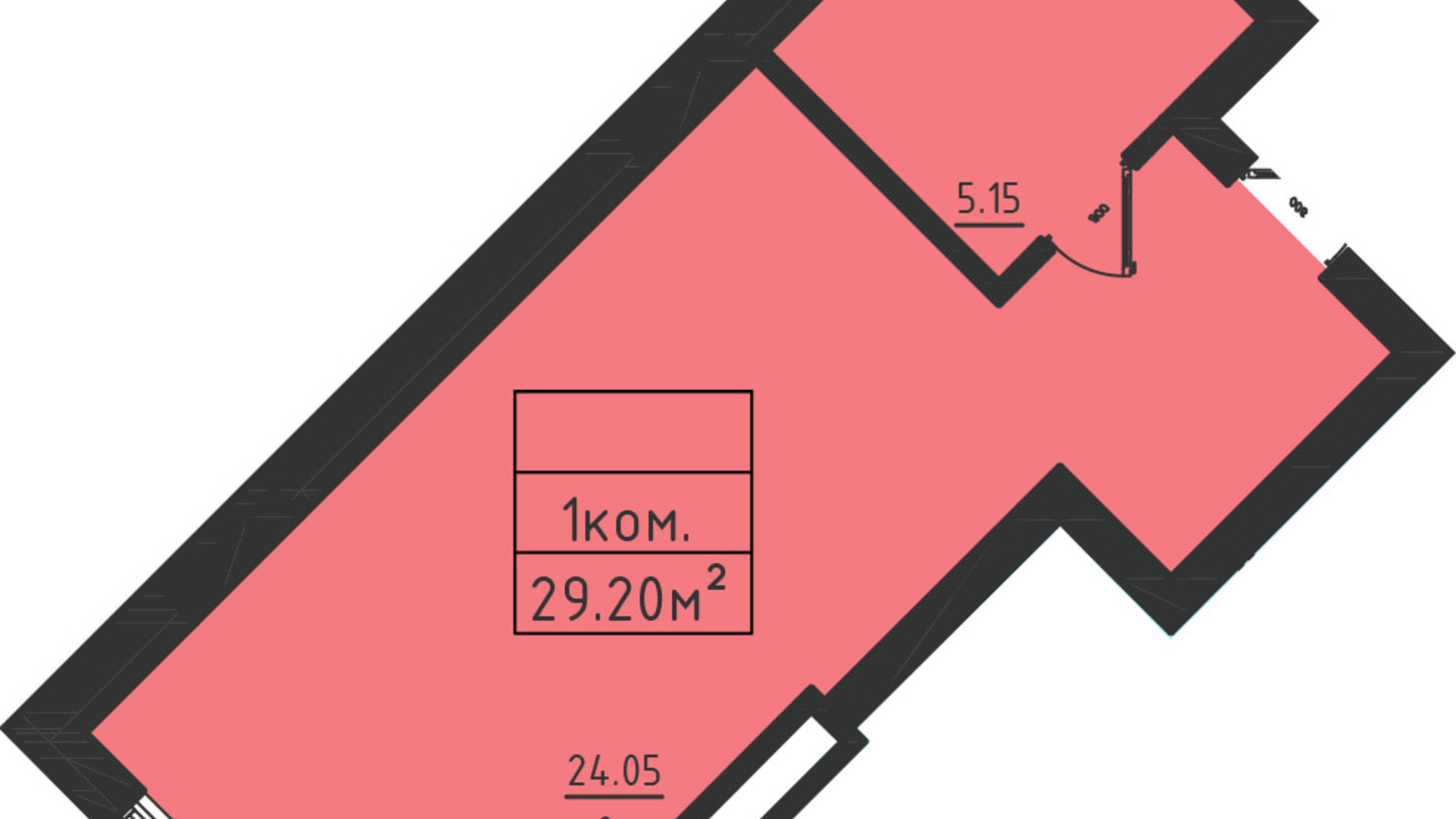 Планування 1-кімнатної квартири в ЖК Avinion 29.2 м², фото 243180