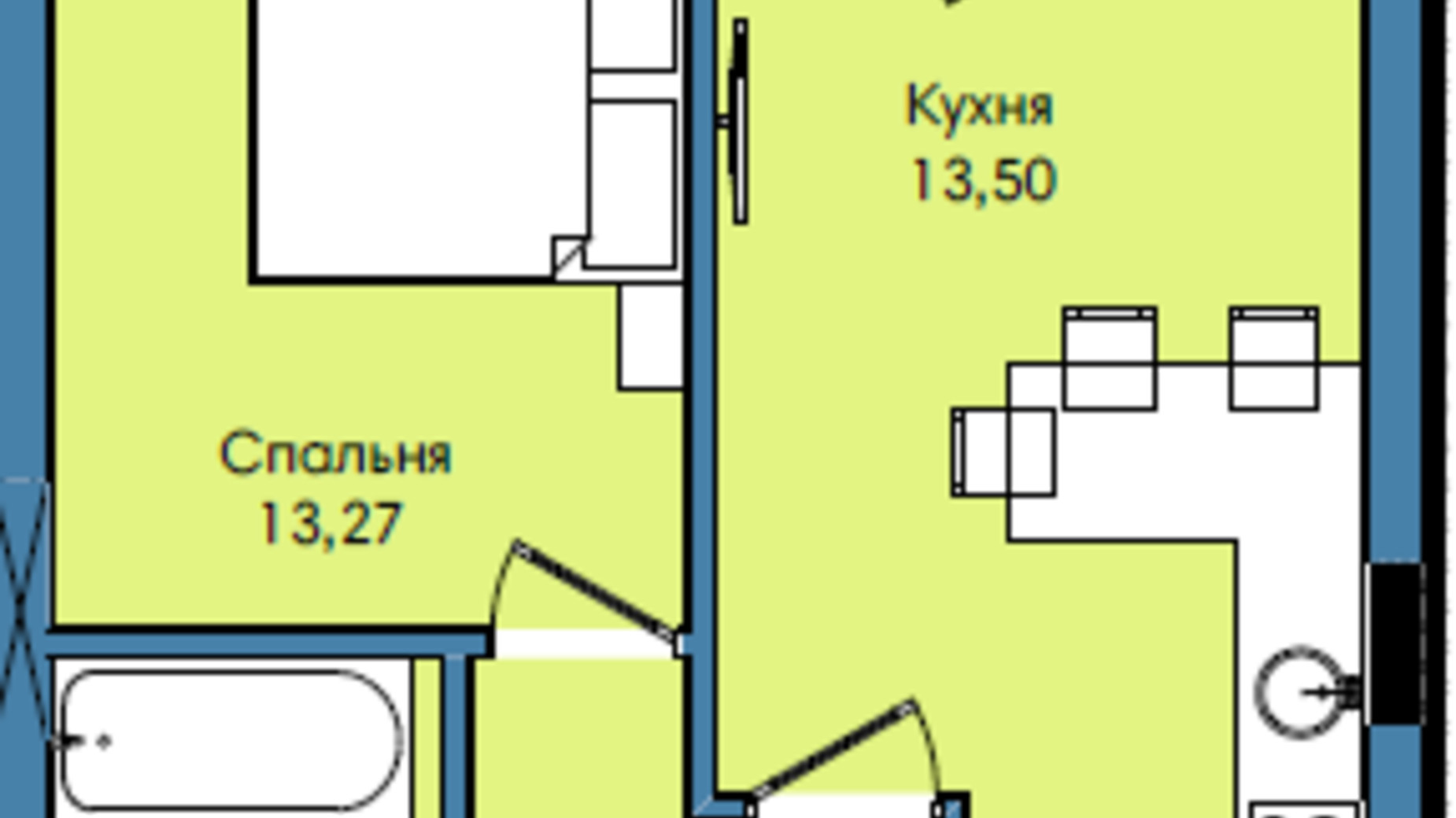 Планировка 1-комнатной квартиры в ЖК Washington City 38.15 м², фото 243235