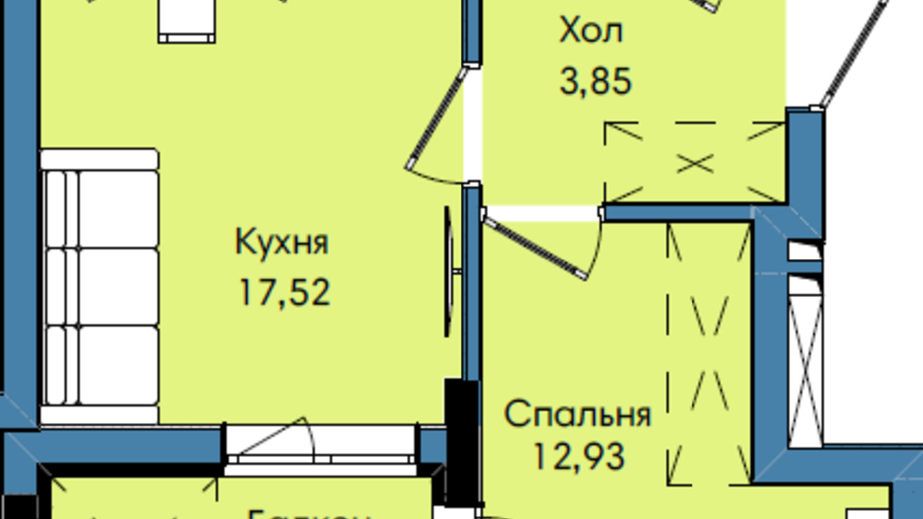 Планировка 1-комнатной квартиры в ЖК Washington City 40.27 м², фото 243246