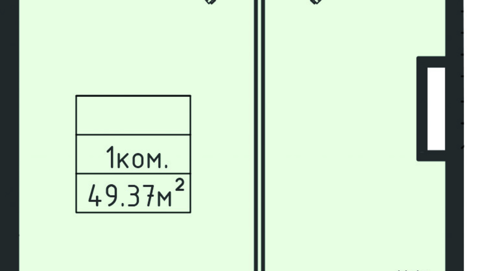 Планування 1-кімнатної квартири в ЖК Avinion 49.4 м², фото 243304