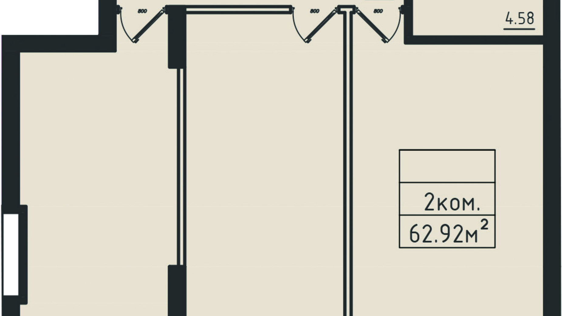 Планування 2-кімнатної квартири в ЖК Avinion 62.9 м², фото 243308