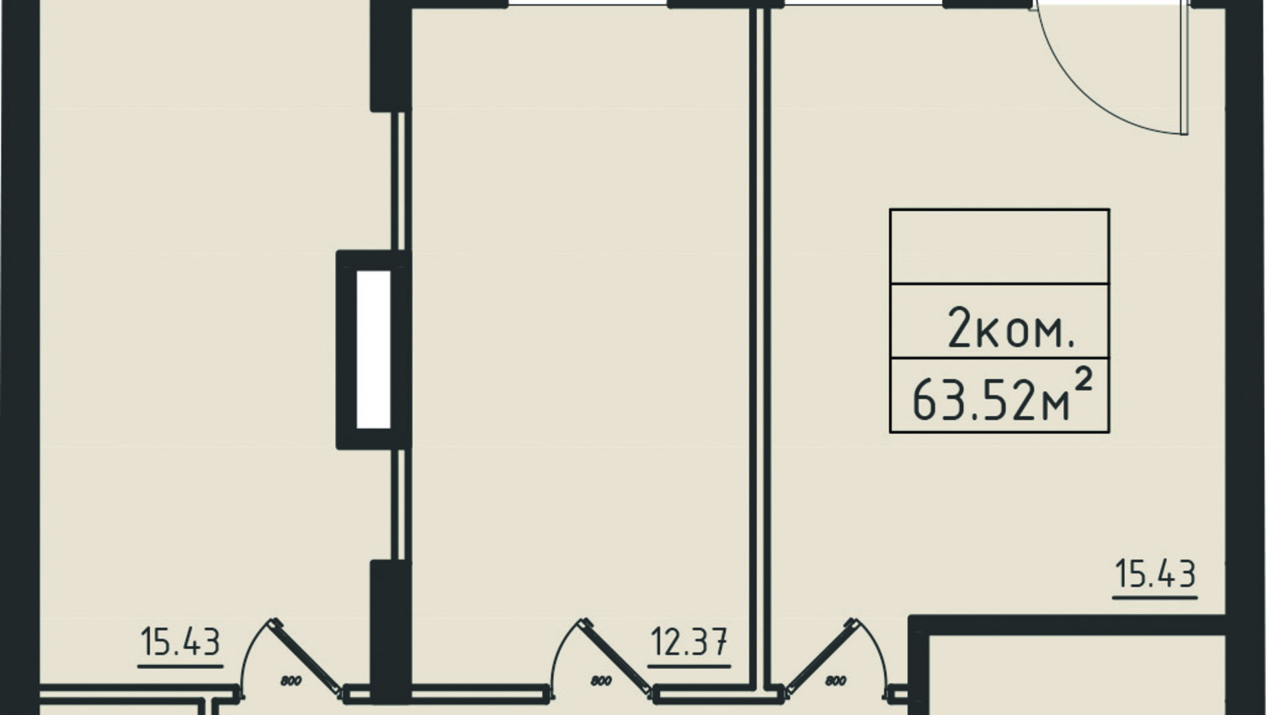 Планування 2-кімнатної квартири в ЖК Avinion 63.5 м², фото 243309