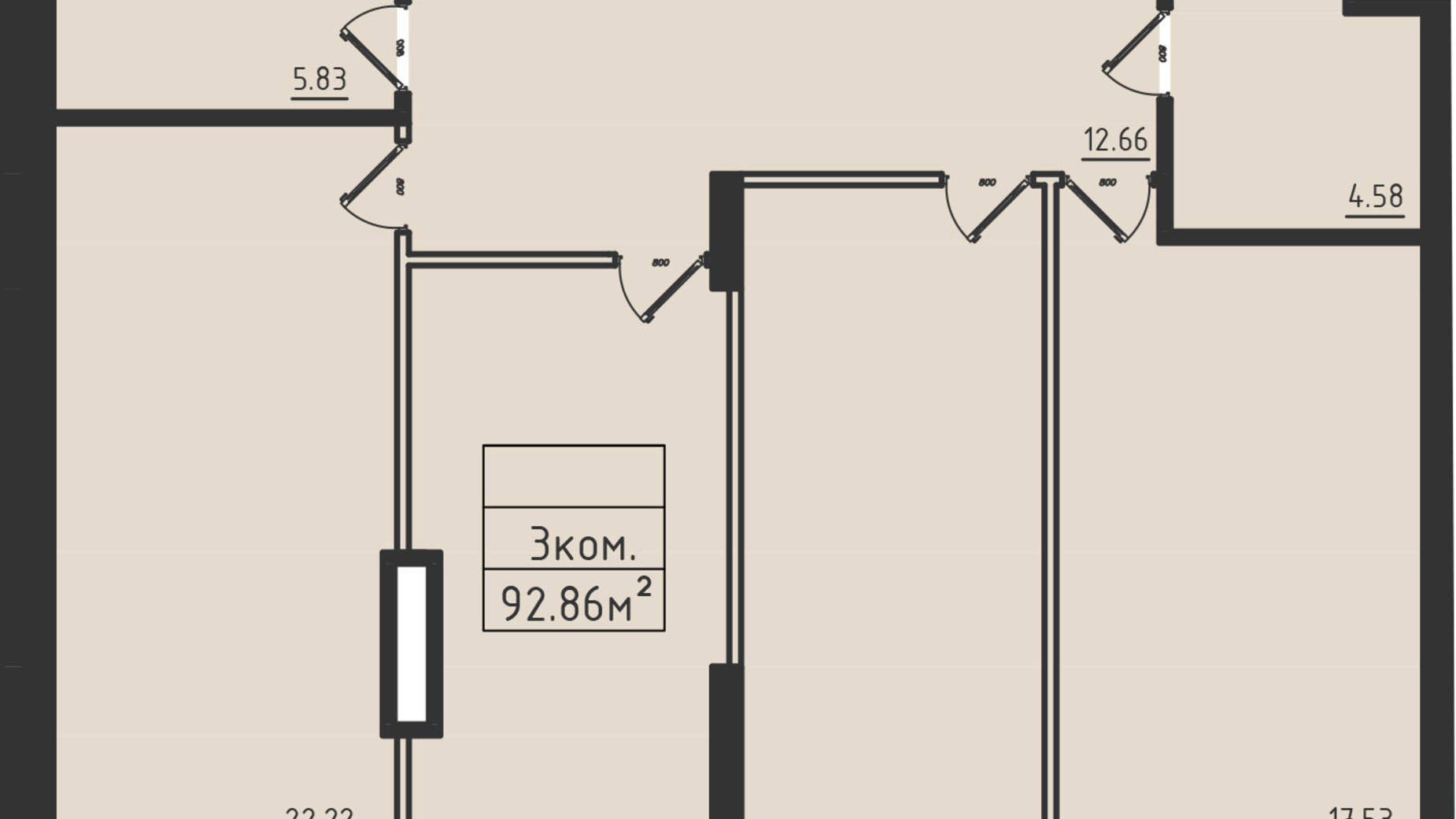 Планировка 3-комнатной квартиры в ЖК Avinion 92.9 м², фото 243314