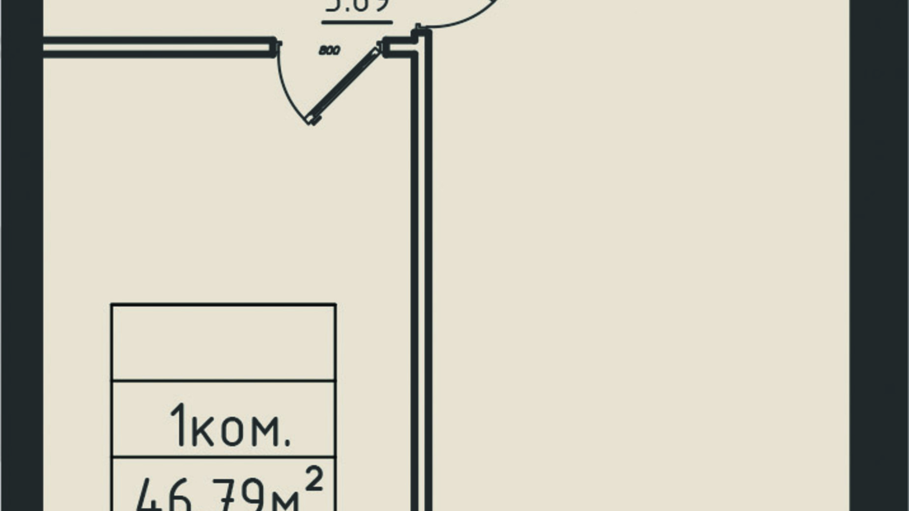 Планування 1-кімнатної квартири в ЖК Avinion 46.8 м², фото 243326