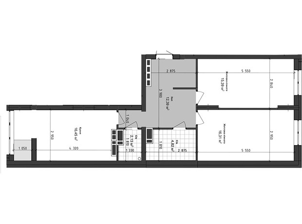 ЖК Sea Town: планировка 2-комнатной квартиры 67.49 м²
