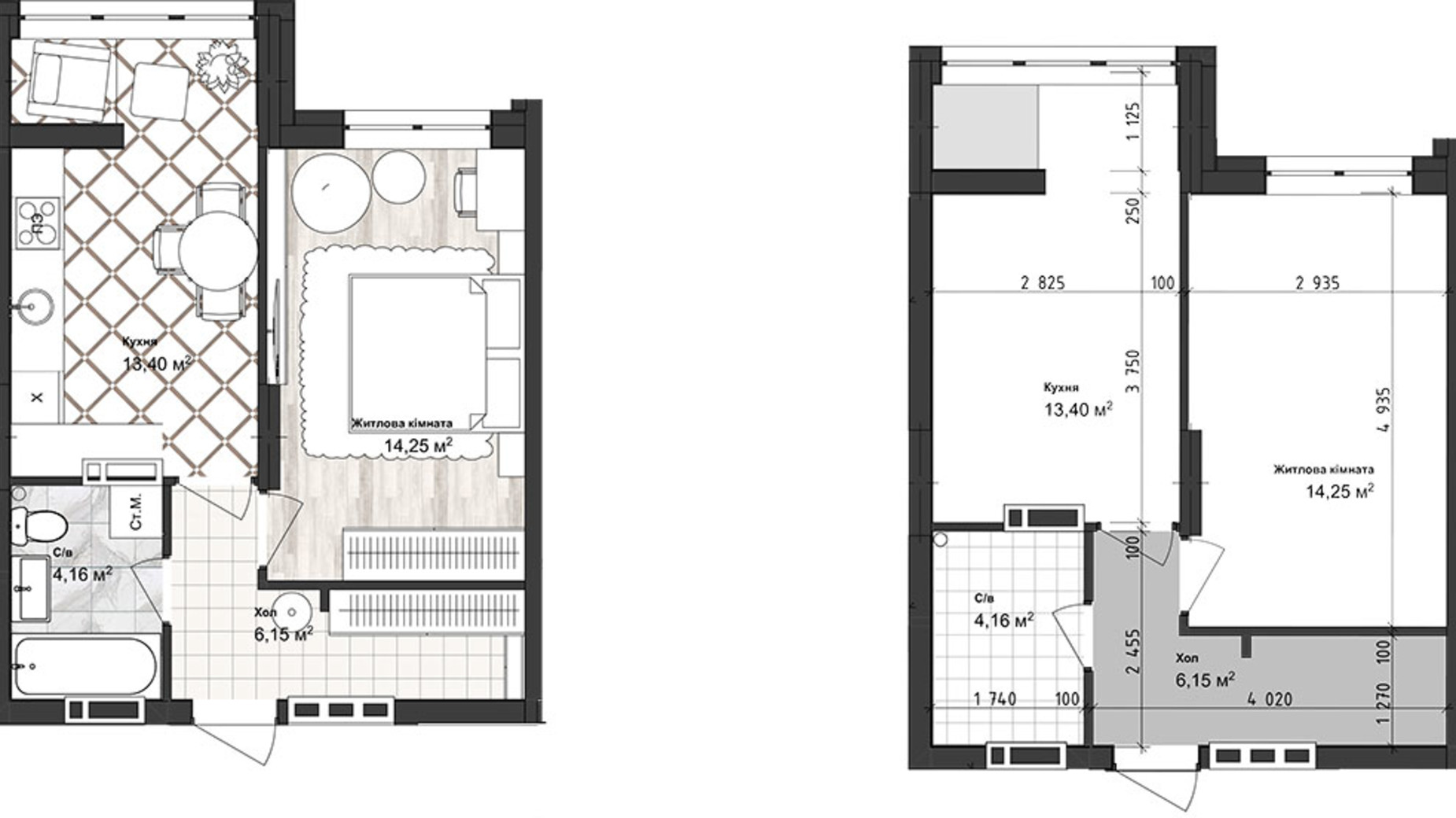 Планировка 1-комнатной квартиры в ЖК Sea Town 37.96 м², фото 243585