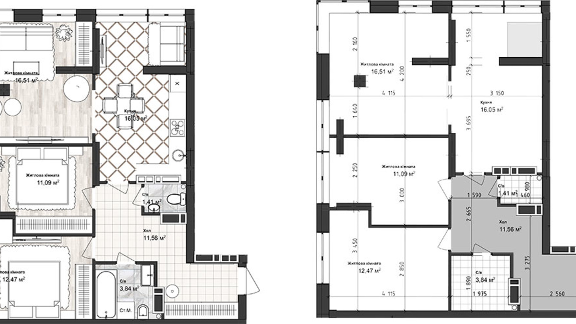 Планировка 3-комнатной квартиры в ЖК Sea Town 72.93 м², фото 243587