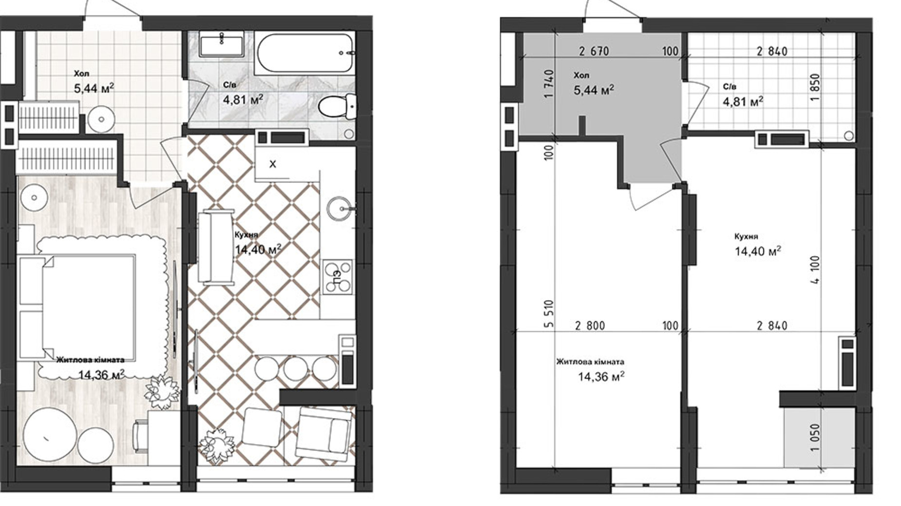 Планування 1-кімнатної квартири в ЖК Sea Town 39.02 м², фото 243591