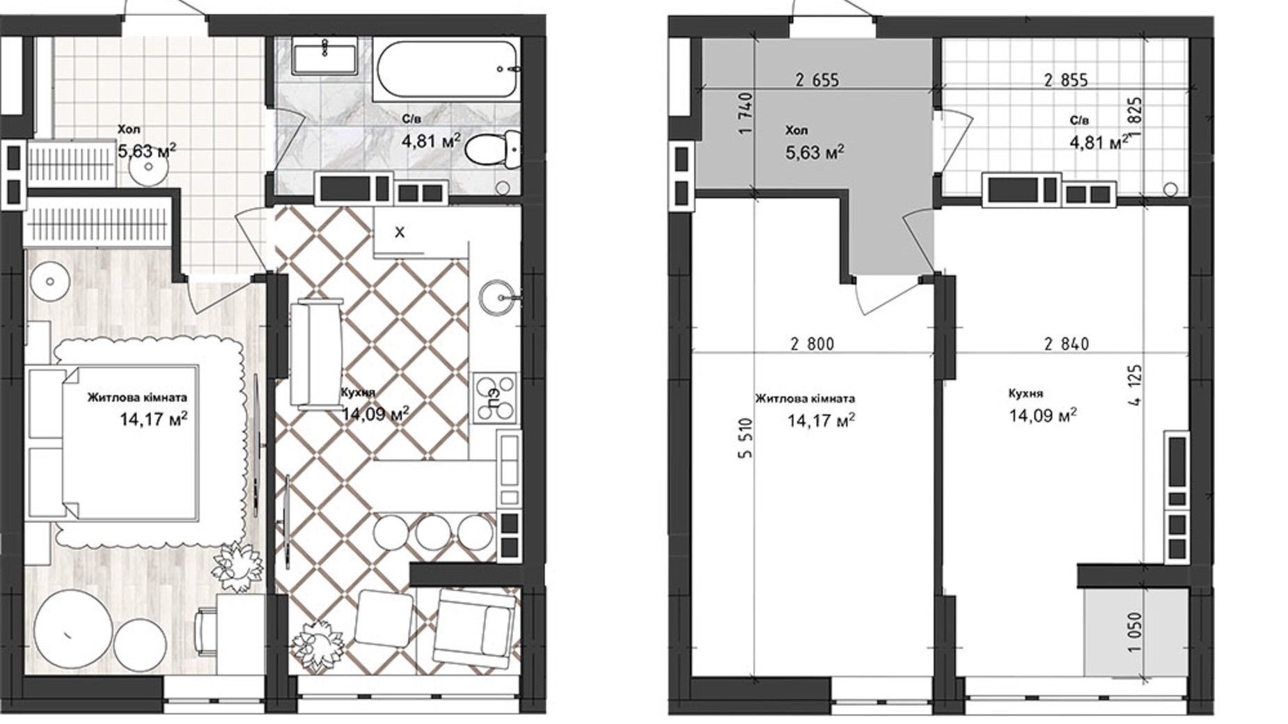 Планування 1-кімнатної квартири в ЖК Sea Town 38.7 м², фото 243592