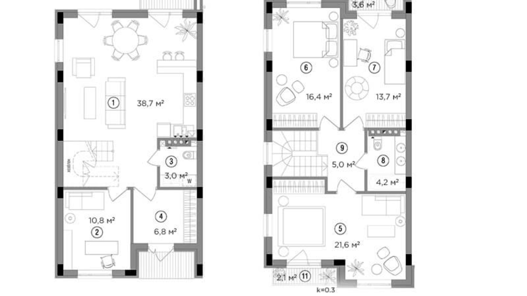 Планировка 3-комнатной квартиры в Таунхаус Eastville 121.9 м², фото 244012