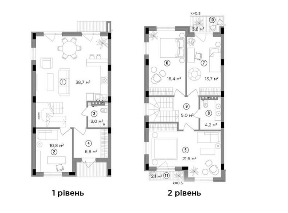 Планування 3-кімнатної квартири в Таунхаус Eastville 121.9 м², фото 244012 Планування 3-кімнатної квартири в Таунхаус Eastville 121.9 м², фото 244012