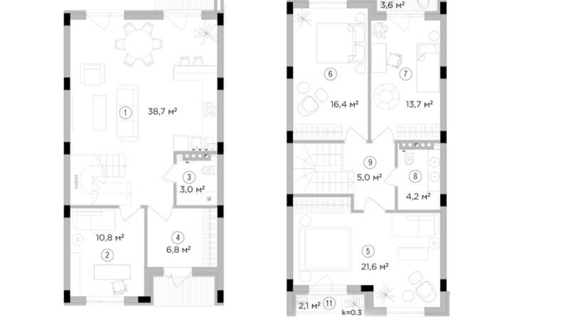 Планування 3-кімнатної квартири в Таунхаус Eastville 121.9 м², фото 244014