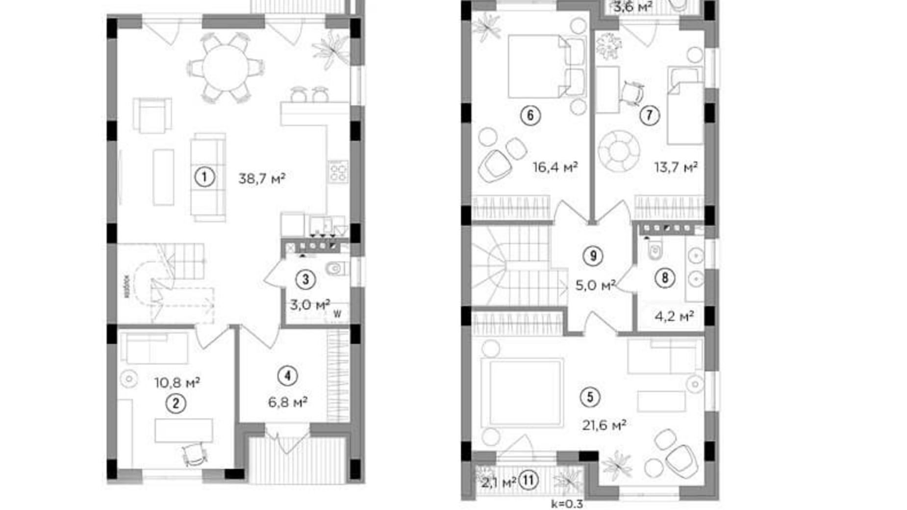 Планування 3-кімнатної квартири в Таунхаус Eastville 121.9 м², фото 244015