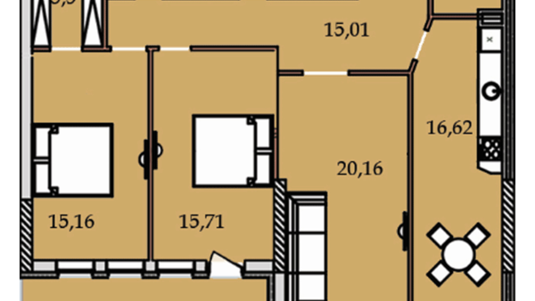 Планування 3-кімнатної квартири в ЖК Premier Tower 119.43 м², фото 244168