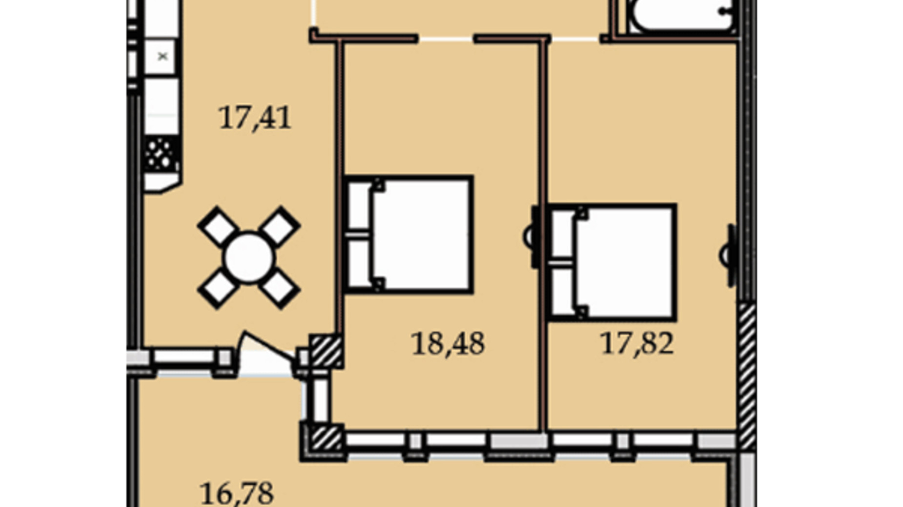 Планировка 2-комнатной квартиры в ЖК Premier Tower 88.29 м², фото 244175