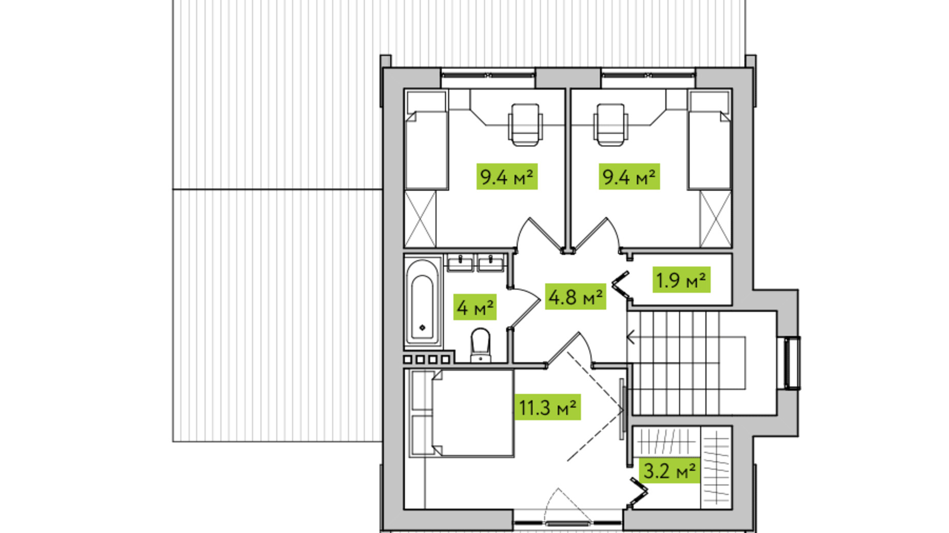 Планировка коттеджа в КГ Новая Александровка 105 м², фото 244842