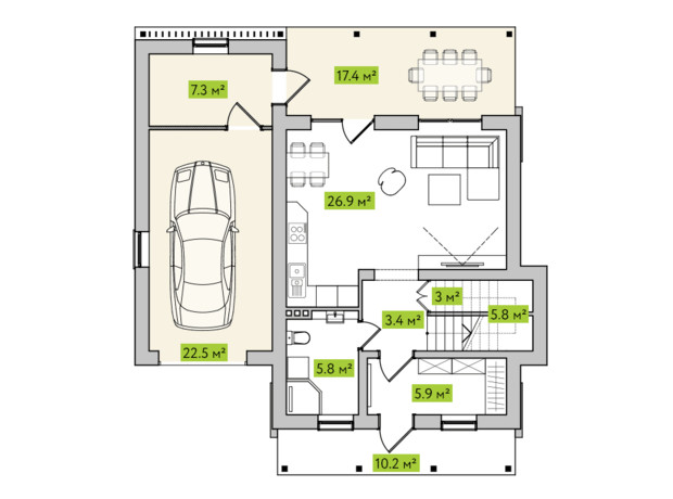 КГ Новая Александровка: планировка 3-комнатной квартиры 105 м²