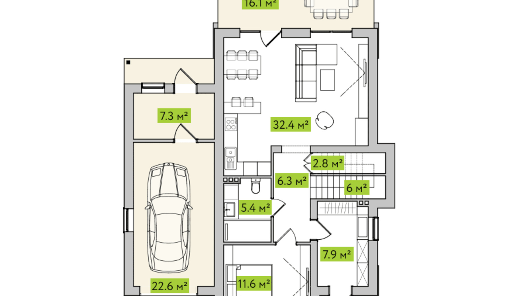 Планировка коттеджа в КГ Новая Александровка 140 м², фото 244848