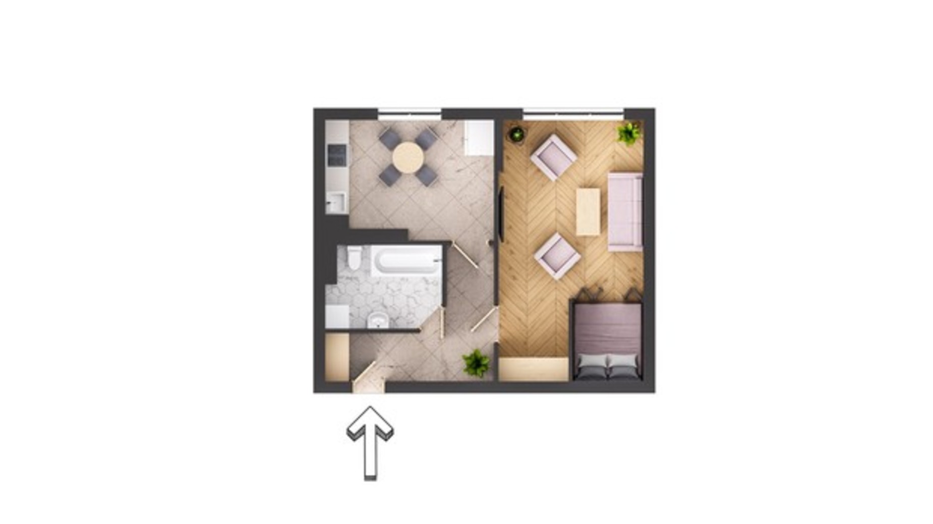Планування 1-кімнатної квартири в ЖК Garant City 49.77 м², фото 244890
