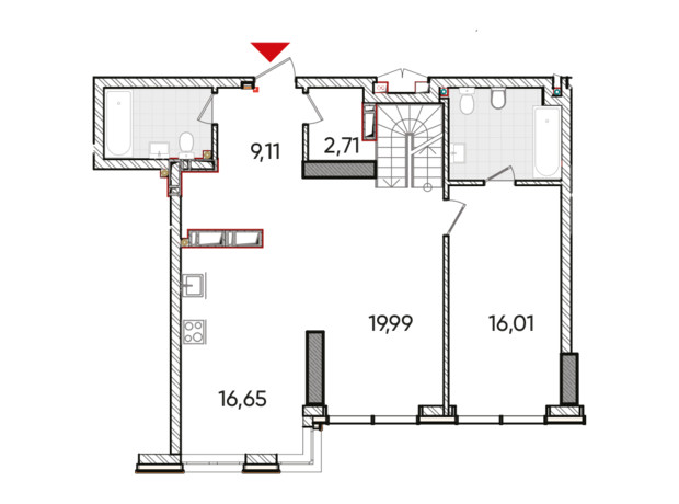 ЖК Edeldorf: планировка 4-комнатной квартиры 148.03 м²