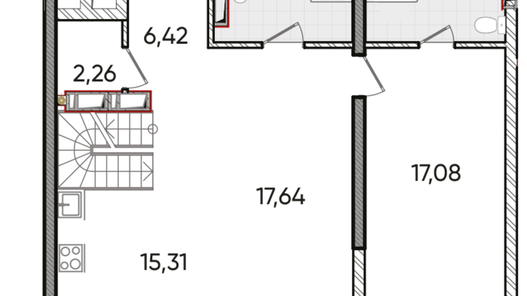 Планування багато­рівневої квартири в ЖК Edeldorf 134.41 м², фото 244944