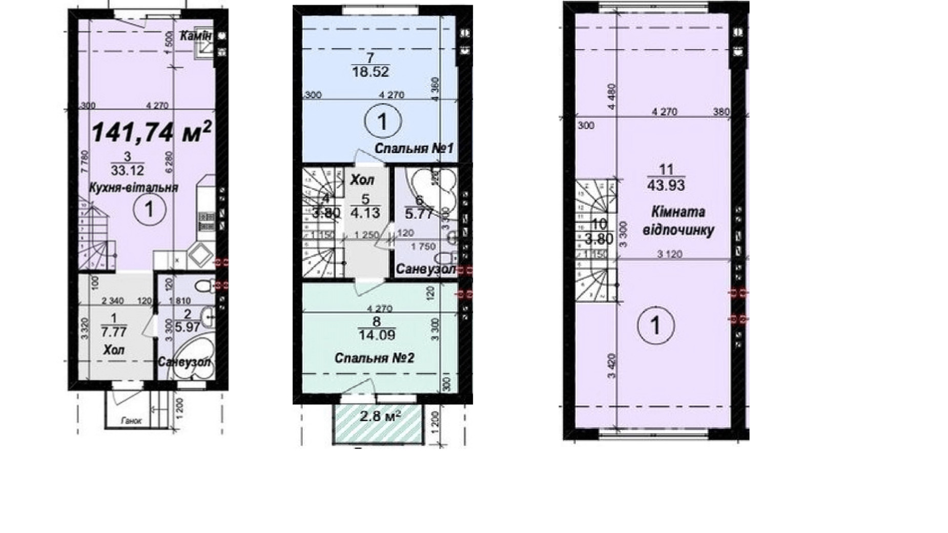 Планування багато­рівневої квартири в Таунхаус Modern House 141.76 м², фото 245324