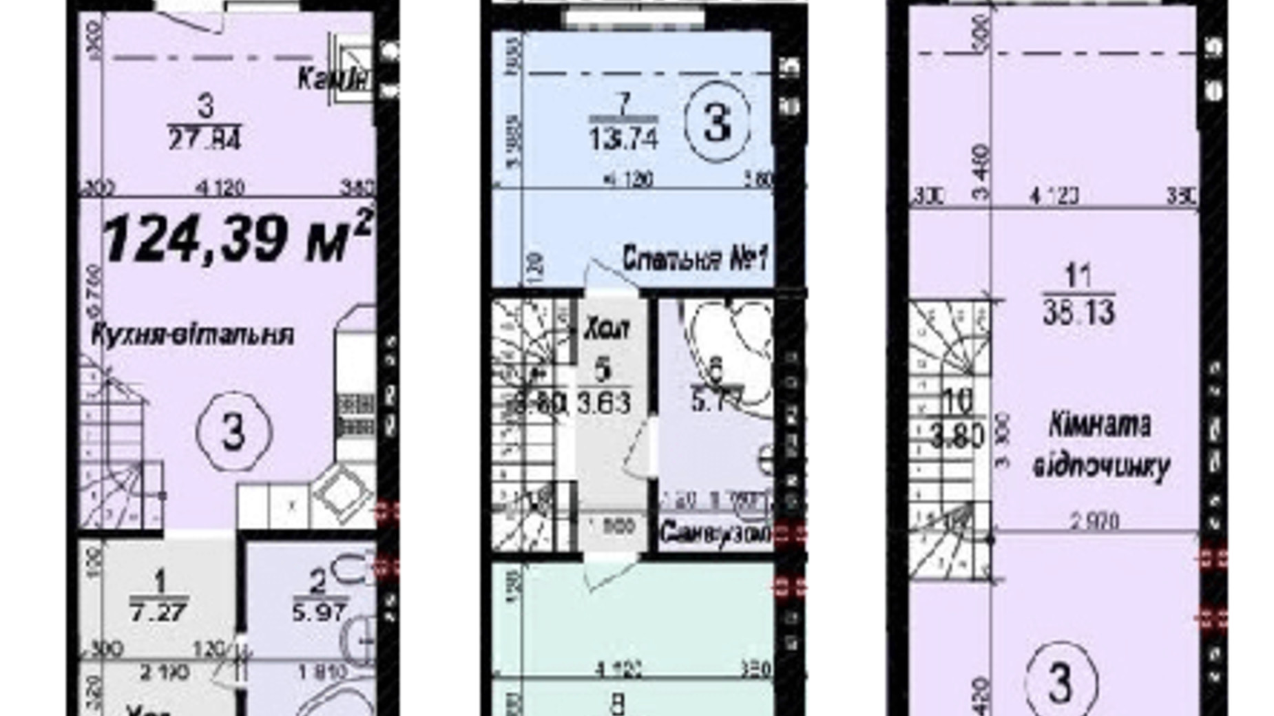 Планировка таунхауса в Таунхаус Modern House 124.1 м², фото 245326