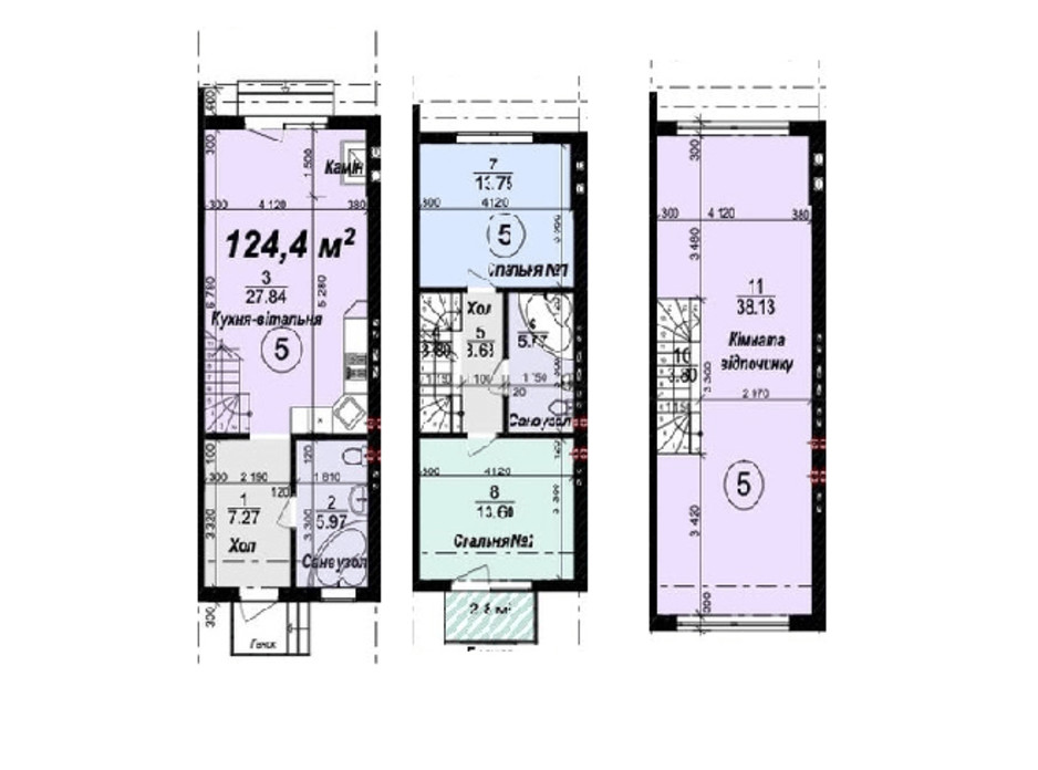 Планування багаторівневої квартири в Таунхаус Мануфактура 124.4 м², фото 245337 Планування багаторівневої квартири в Таунхаус Мануфактура 124.4 м², фото 245337