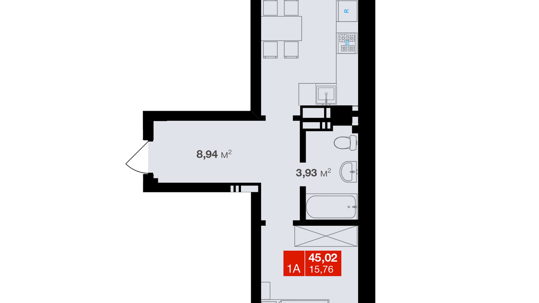 Планування 1-кімнатної квартири в ЖК Авантаж 247 45.02 м², фото 245415