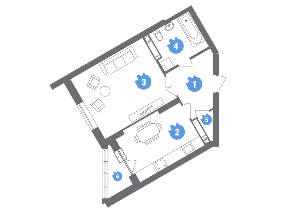 Планування 1-кімнатної квартири в ЖК Family & Friends 46.56 м², фото 245591 Планування 1-кімнатної квартири в ЖК Family & Friends 46.56 м², фото 245591