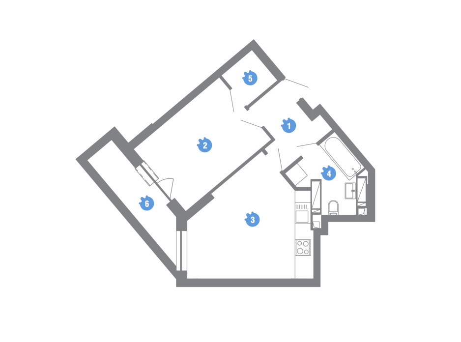 Планування 1-кімнатної квартири в ЖК Family & Friends 43.55 м², фото 245594 Планування 1-кімнатної квартири в ЖК Family & Friends 43.55 м², фото 245594