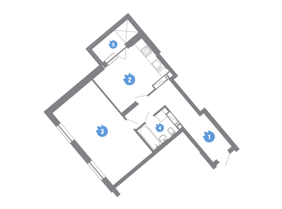 Планування 1-кімнатної квартири в ЖК Family & Friends 55.07 м², фото 245595 Планування 1-кімнатної квартири в ЖК Family & Friends 55.07 м², фото 245595