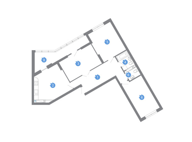 ЖК Family & Friends: планировка 3-комнатной квартиры 99.13 м²