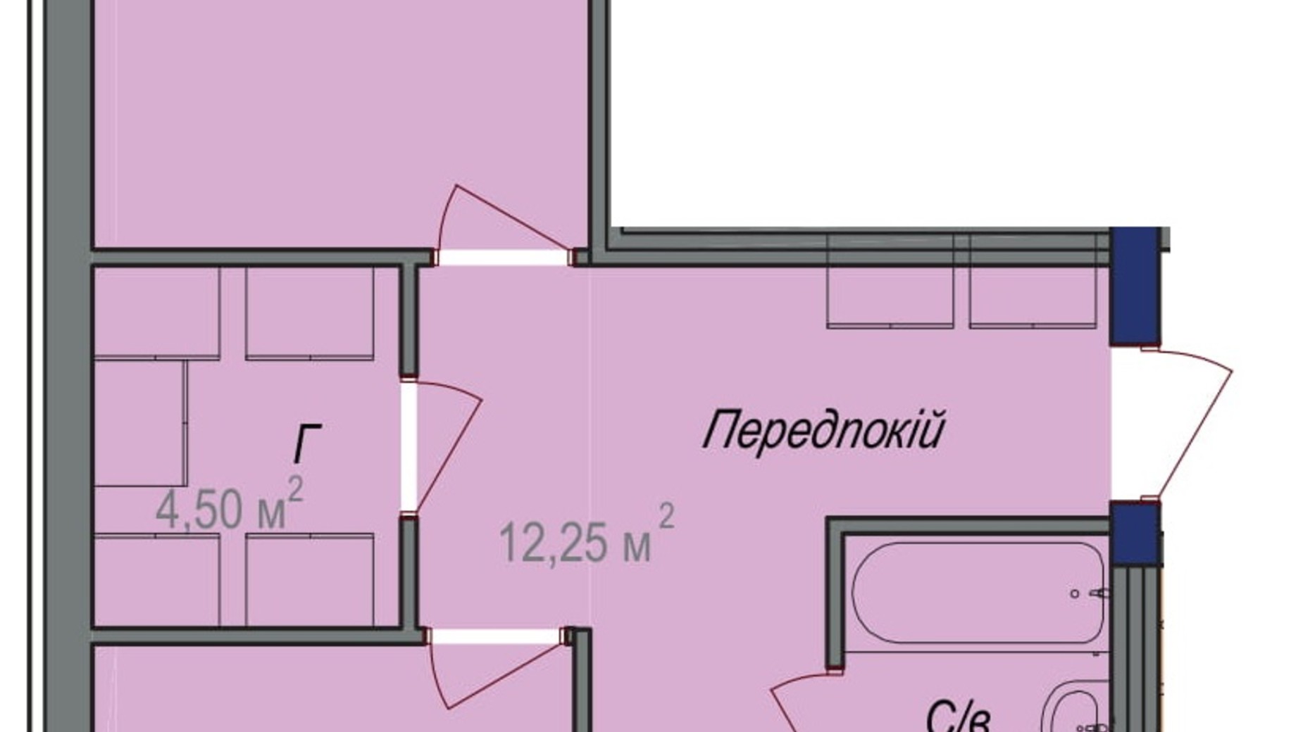 Планировка 2-комнатной квартиры в ЖК Аврора 78.35 м², фото 245847