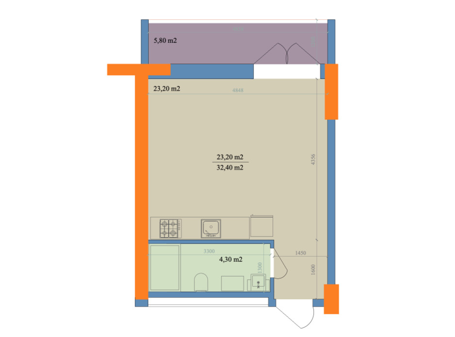 Планировка 1-комнатной квартиры в ЖК Магистр 32.4 м², фото 246423 Планировка 1-комнатной квартиры в ЖК Магистр 32.4 м², фото 246423