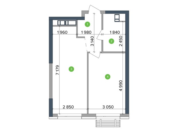 ЖК Метрополис: планировка 1-комнатной квартиры 36.51 м²