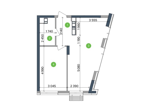 ЖК Метрополис: планировка 1-комнатной квартиры 29.16 м²